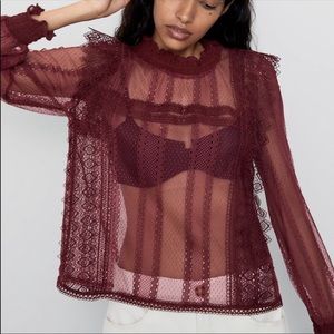 Zara Lace Blouse Size Medium *